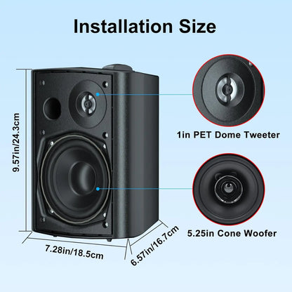 5.25 Inch 300W Indoor Outdoor Waterproof Dual Speakers for Home Theater