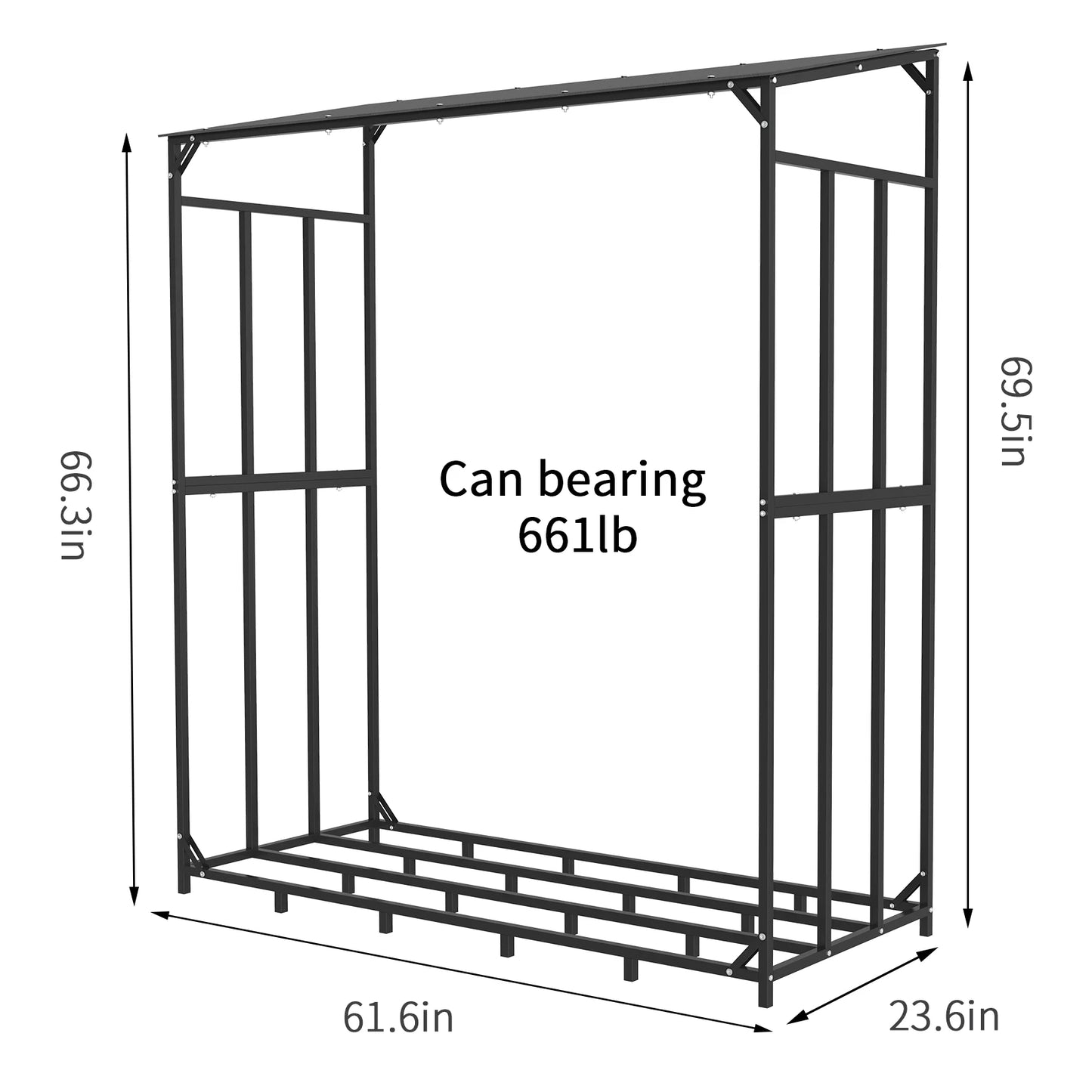 Heavy Duty, Extra Large Tall Outdoor Firewood Rack with Cover