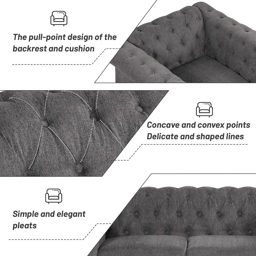 Modern 3-Piece, Three-Seater, Loveseat and Single Chair Sofa Set.