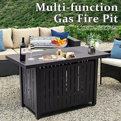 43 Inch Outdoor Gas Fire Pit Table with Wind Guard