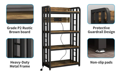 Free Standing Baker's Rack Kitchen Stands with Power Outlet