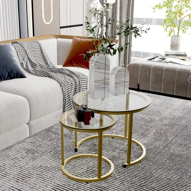 Circular Coffee Table, Set of 2