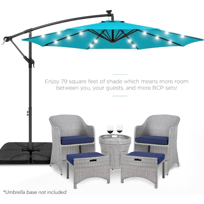 10ft Solar LED Offset Hanging Market Patio Umbrella