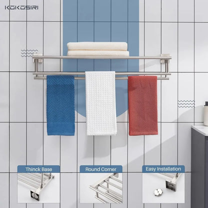 Towel Shelf with Double Bars for Bathroom