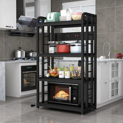 Free Standing Baker's Rack Kitchen Stands with Power Outlet