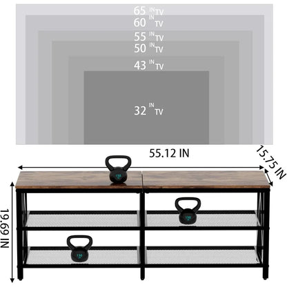 TV Stand for TVs up to 65 Inch with 3-Tier Storage Shelves