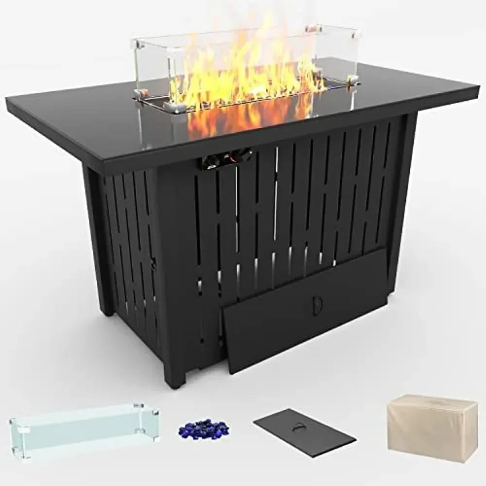 43 Inch Outdoor Gas Fire Pit Table with Wind Guard