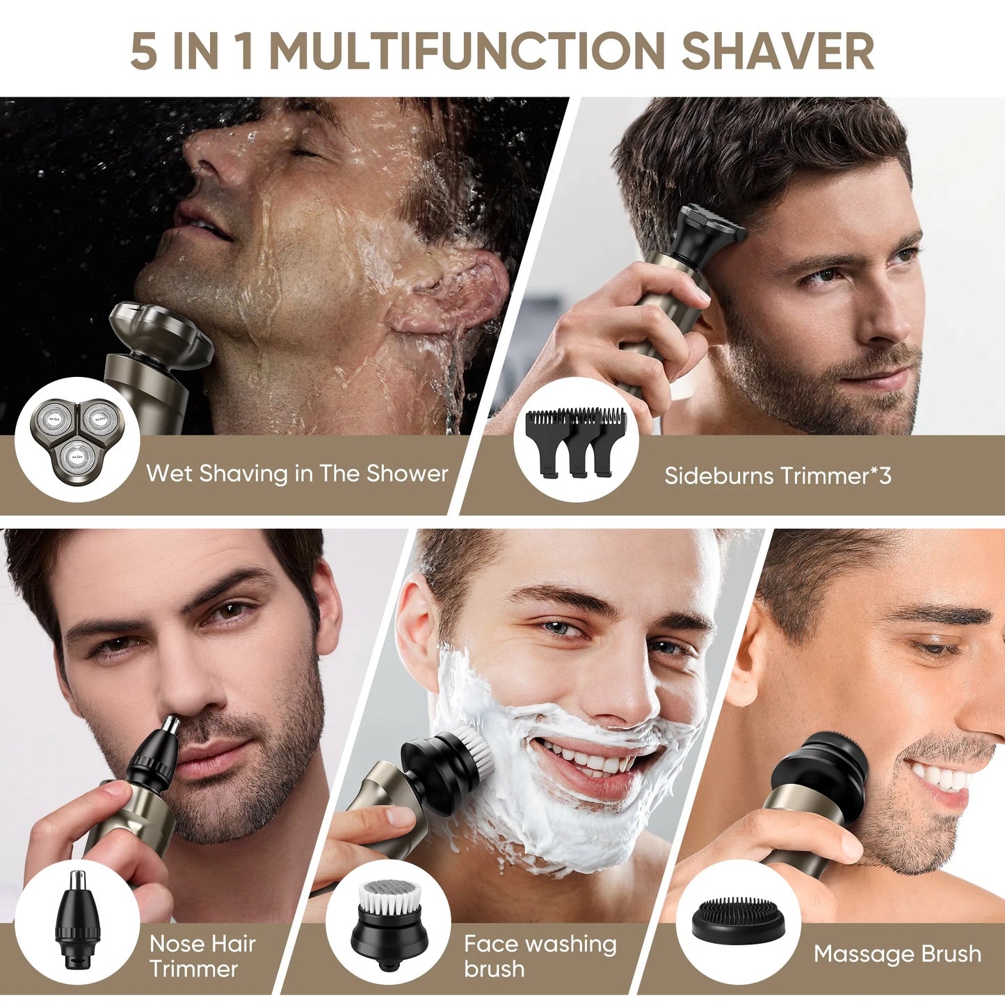 Electric Rechargeable 5 in 1 Hair Clipper for Men