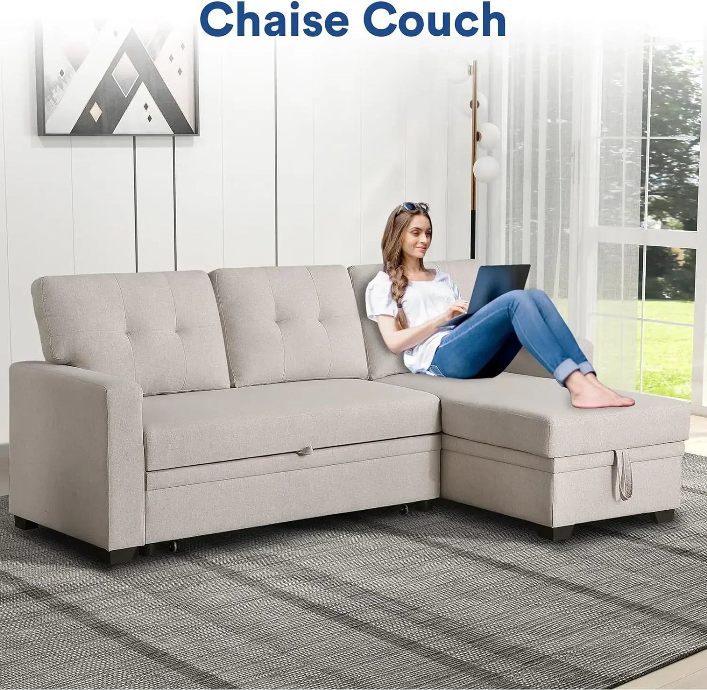 Multifunctional Comfy Sectional Sleeper Sofa with Storage