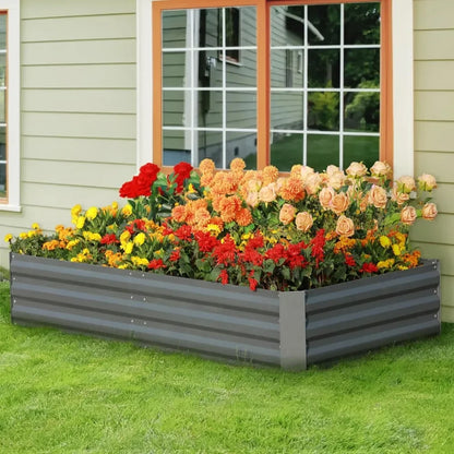 6x3x1ft Galvanized Raised Garden Bed with Cover Metal Planter Box Kit