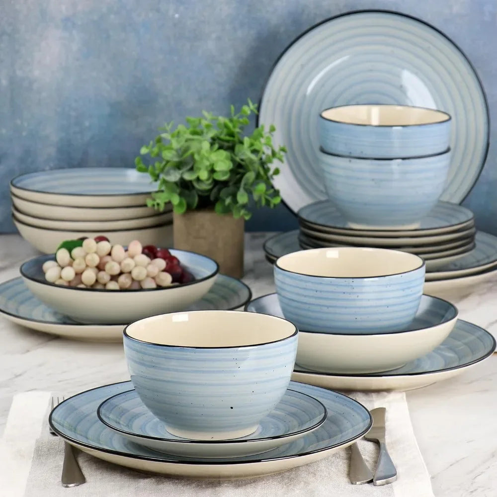 Gia 24 Piece Round Stoneware Dinnerware Set