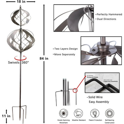 Outdoor Metal  Large Kinetic Wind Spinner for Yard