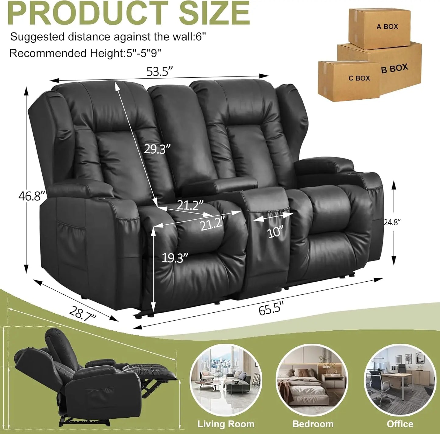 Double Recliner Sofa & Console