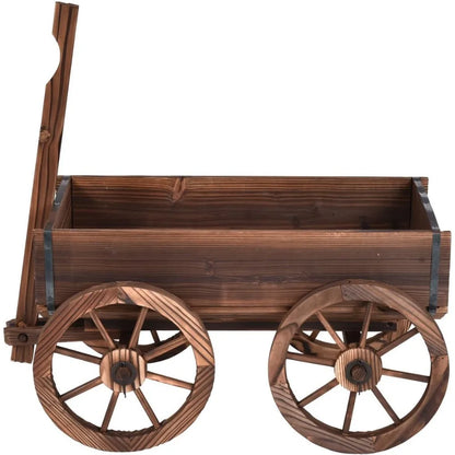 Wood Wagon Flower Planter with Wheels