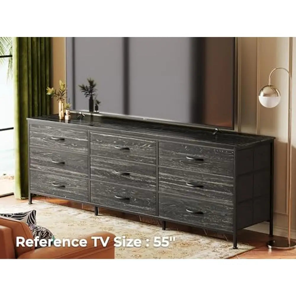 9 Drawer 63 Inch TV Console Bedroom Dresser Organizer