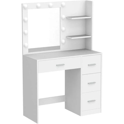 Makeup Vanity Table with 4 drawers and Lighted Mirror