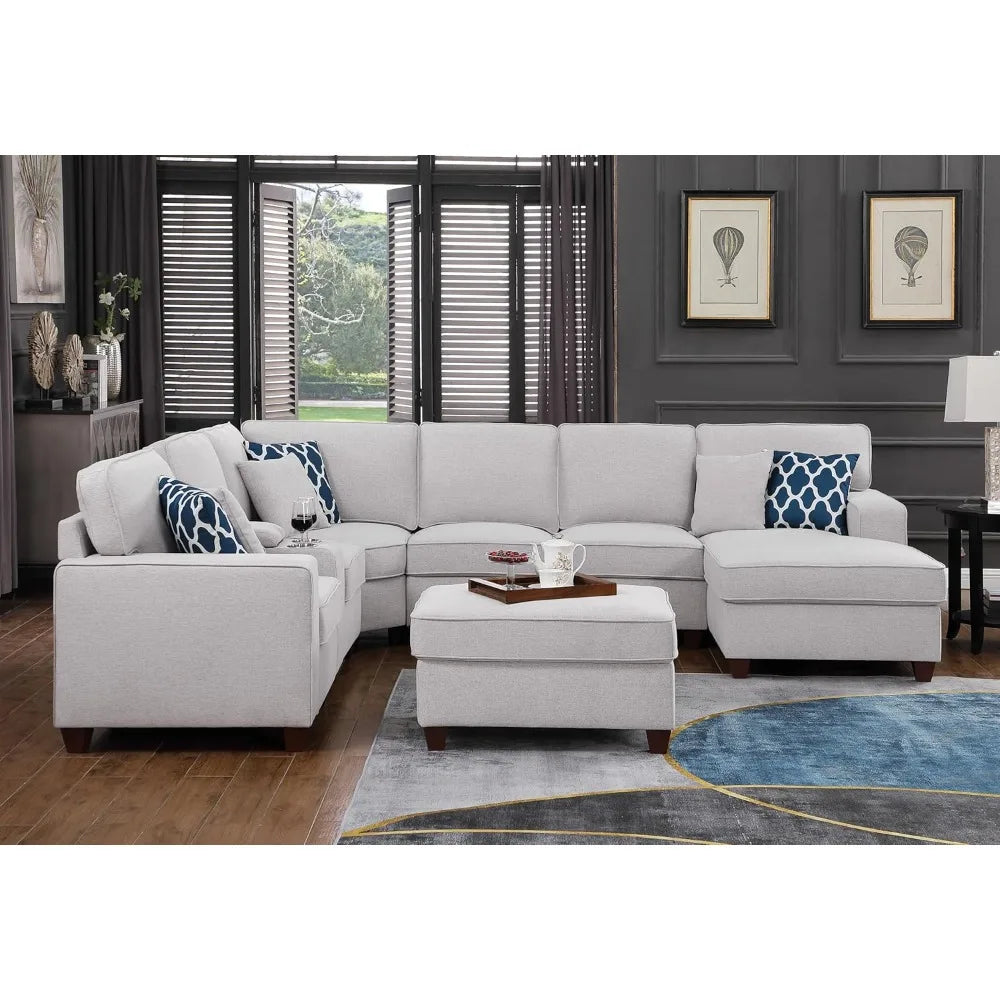 8 Pieces Upholstered Sofa Sectional Removable