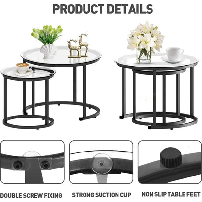 Circular Coffee Table, Set of 2