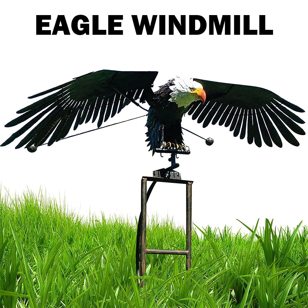 Iron Metal Eagle Wind Spinners Lawn Ornaments