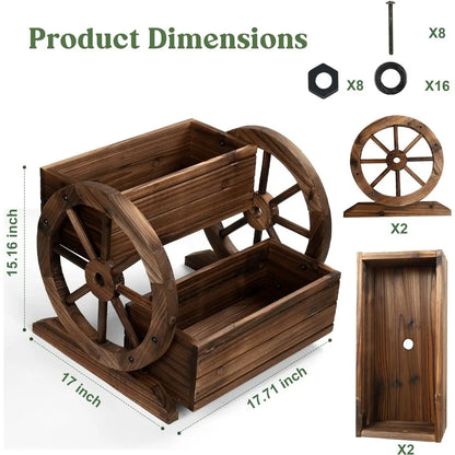 Wooden Wagon Planter Box, with Wheels