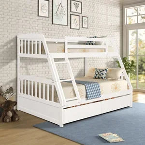 Solid Wood Twin Over Full Bunk Bed with Storage Drawer