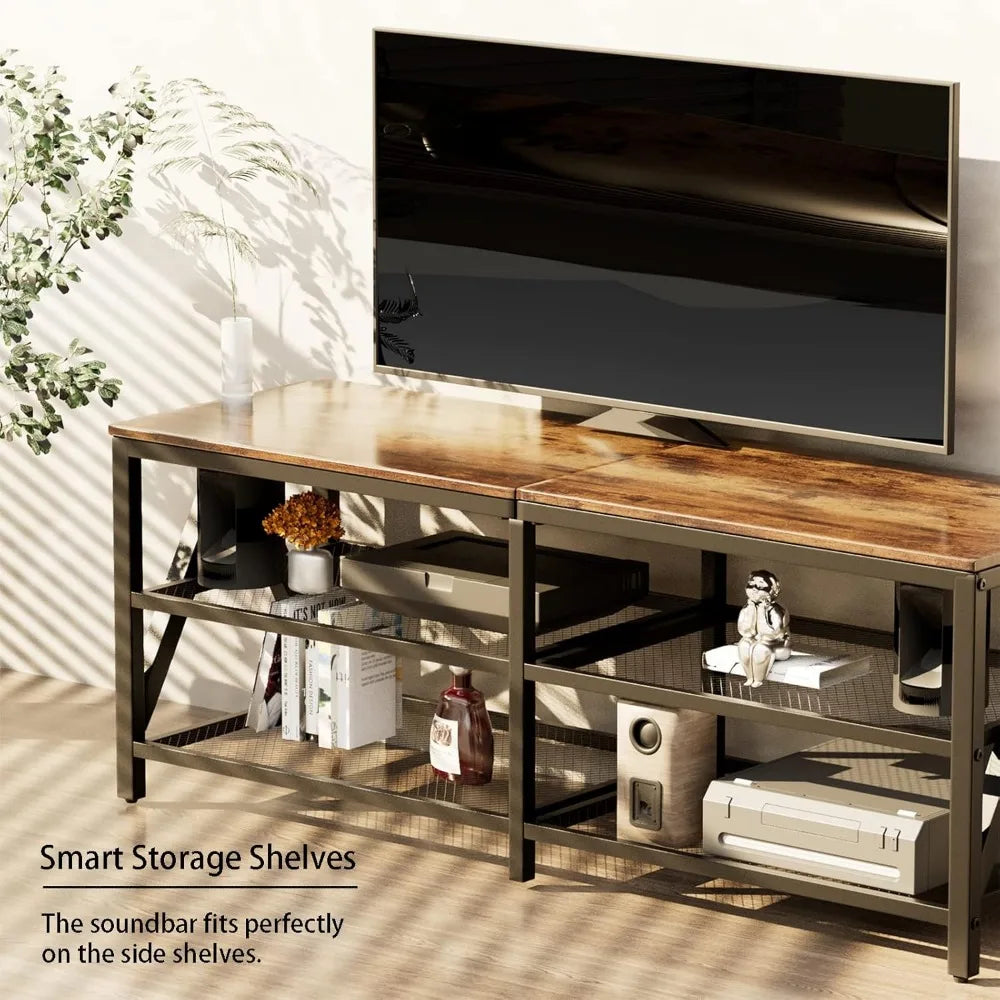 TV Stand for TVs up to 65 Inch with 3-Tier Storage Shelves