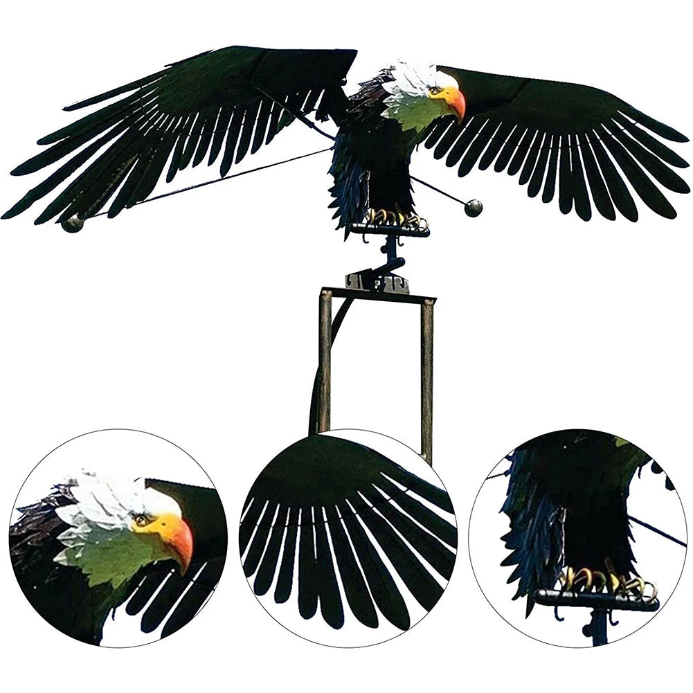 Iron Metal Eagle Wind Spinners Lawn Ornaments