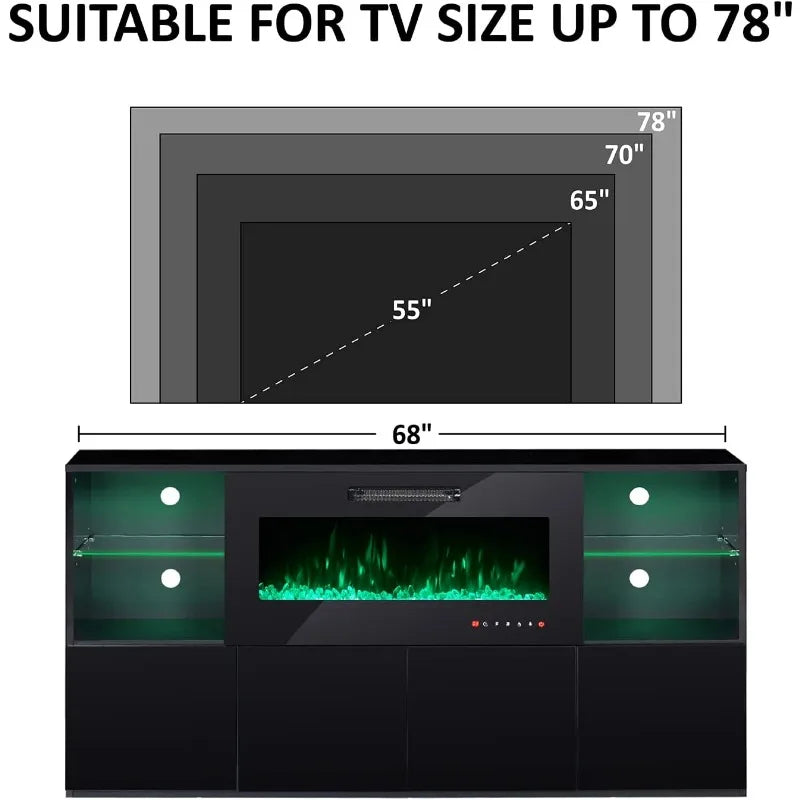 68" Fireplace TV Stand with 40" Electric Fireplace Entertainment Center