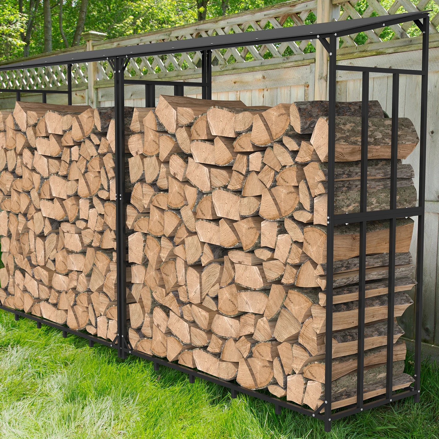 Heavy Duty, Extra Large Tall Outdoor Firewood Rack with Cover