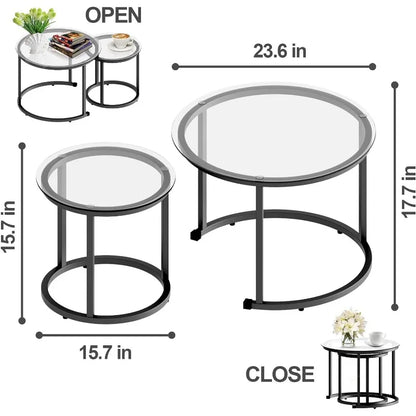 Circular Coffee Table, Set of 2