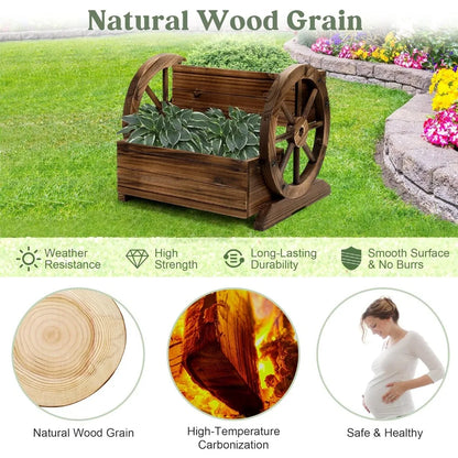 Wooden Wagon Planter Box, with Wheels