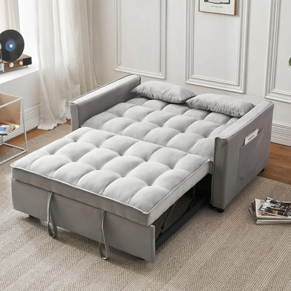 3-in-1 Convertible Futon Sofas Bed with Adjustable Backrest and Storage