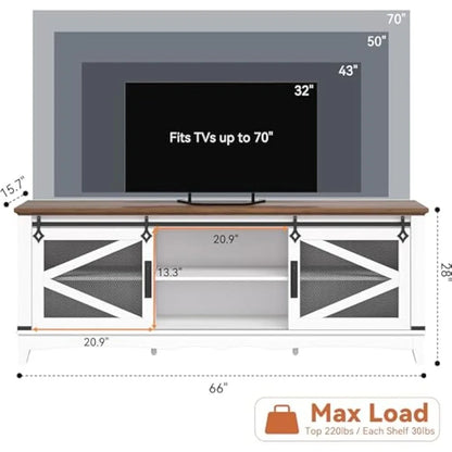 75 Inch Entertainment Center White TV Console