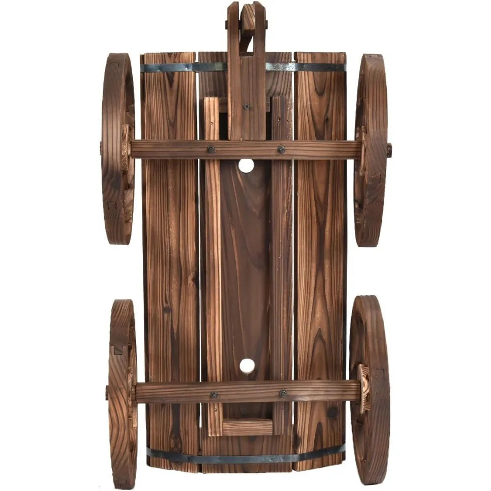 Wood Wagon Flower Planter with Wheels