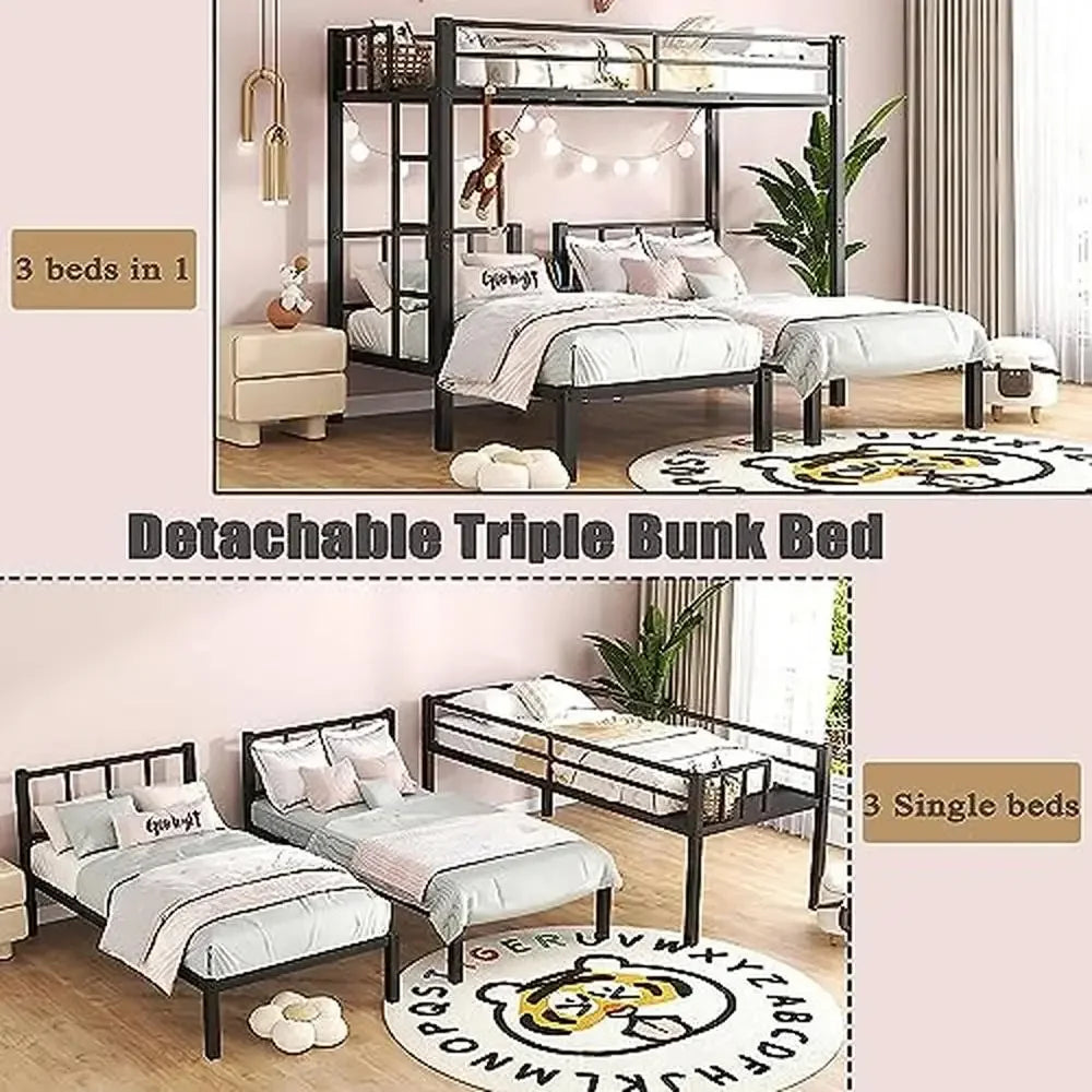 Triple Metal Bunk Beds for Kids, Teens